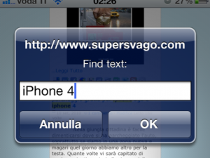 funzione cerca nella pagina iphone 4