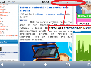 scrollare pagina torna su iphone